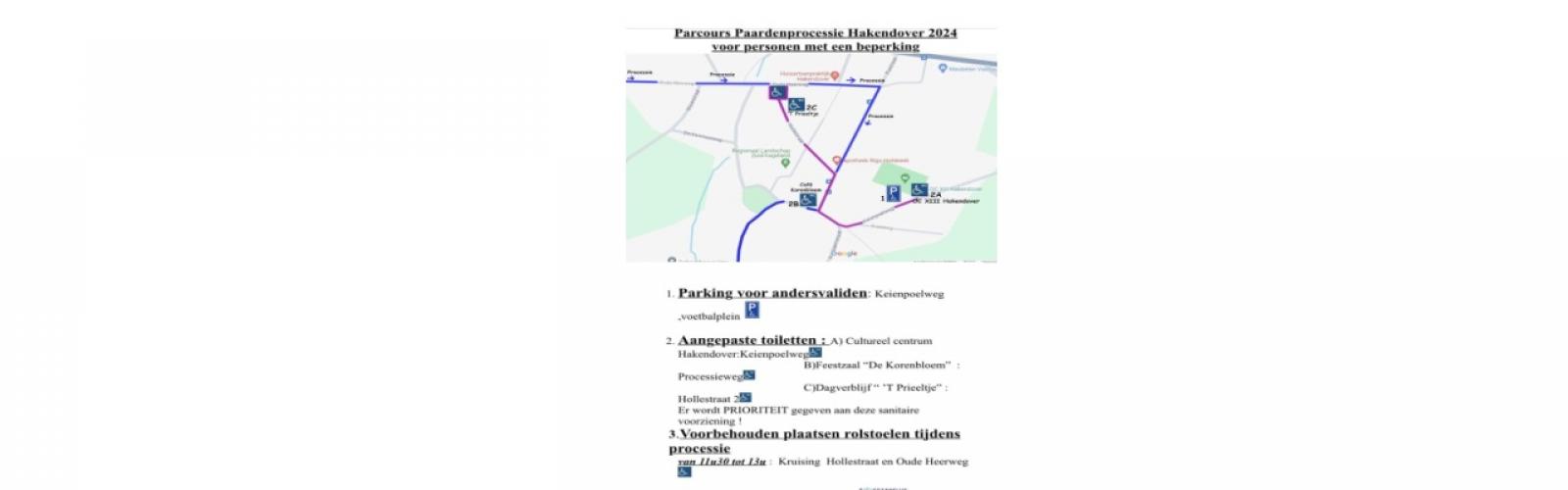 Toiletten en voorbehouden parkings op plannetje